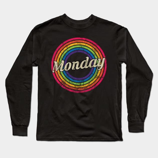Monday - Retro Rainbow Faded-Style Long Sleeve T-Shirt by MaydenArt